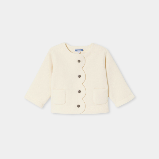 Baby girl fleece cardigan Jacadi soft white Jacadi Paris